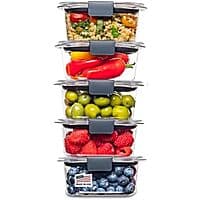 5-Pk 1.3-Cup Rubbermaid Brilliance BPA-Free Plastic Food Storage Containers