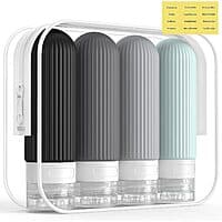 4-Pk 3oz. Me.Fan Portable Silicone Toiletries Travel Bottles in Grey (TSA Appr.)