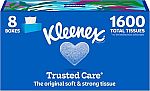 8-Pack 200-Ct Kleenex Trusted Care 2-Ply Facial Tissues